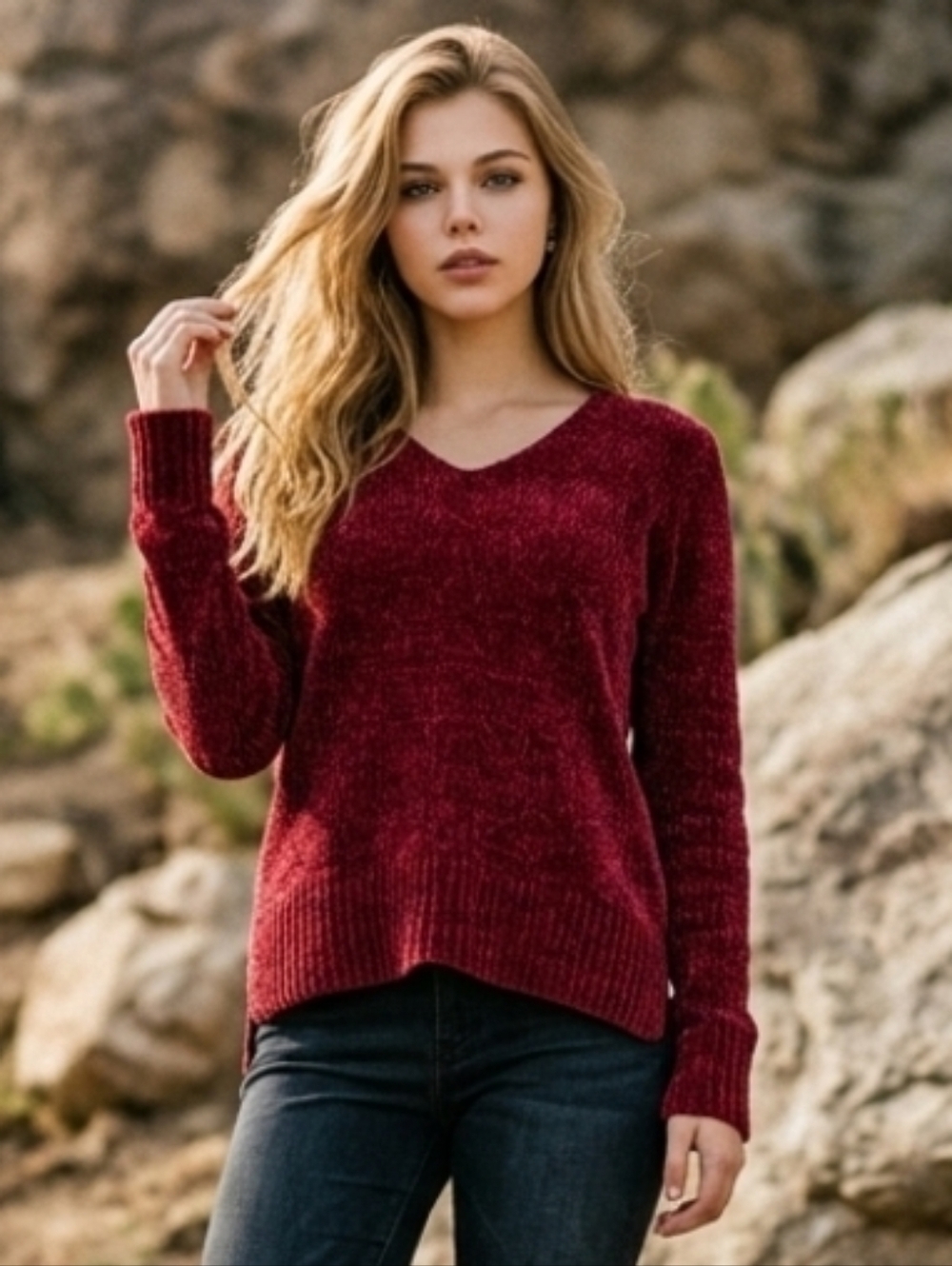 Maison Jules Women's Sweater Fushia Crystal Sweater Size Medium NWT